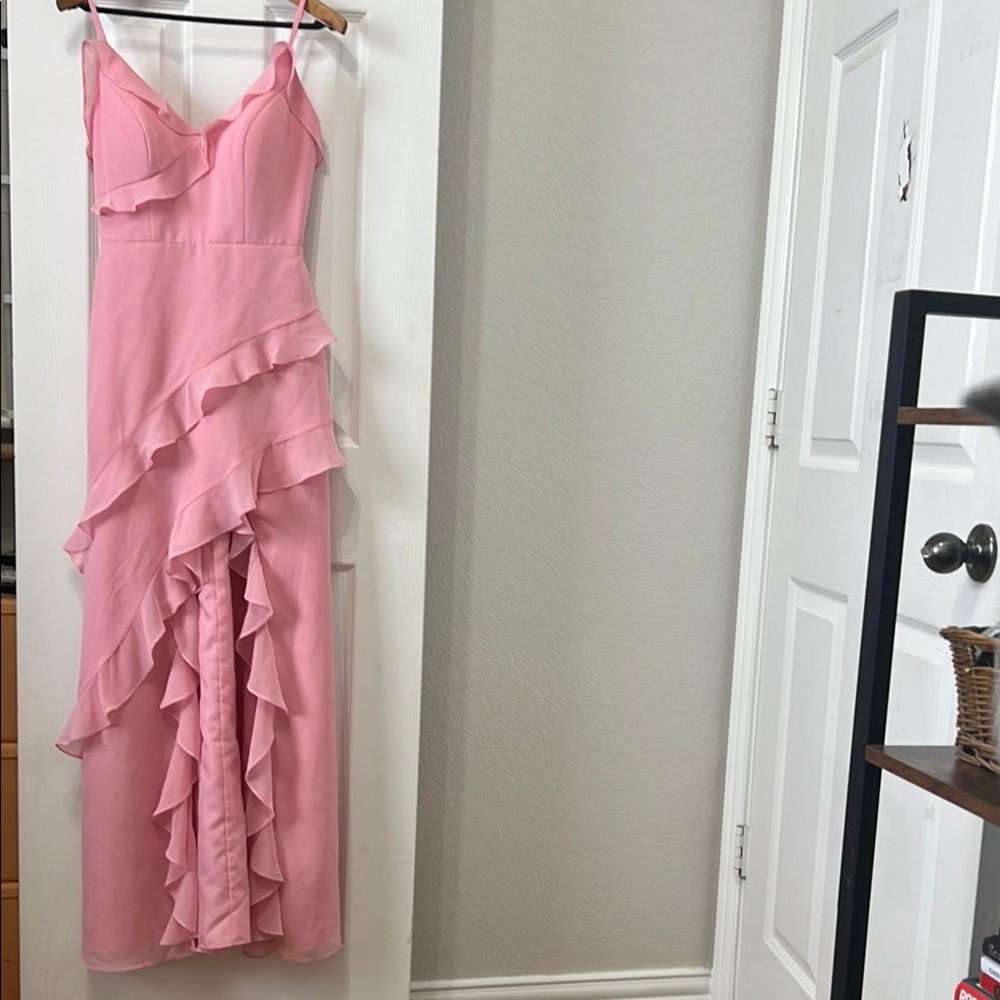 Elegant Pink Ruffle Dress